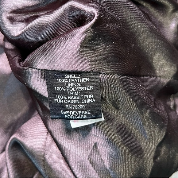 ST. JOHN - WOVEN LEATHER JACKET - WITH REMOVABLE RABBIT FUR COLLAR- WOMENS LARGE - Picture 14 of 15